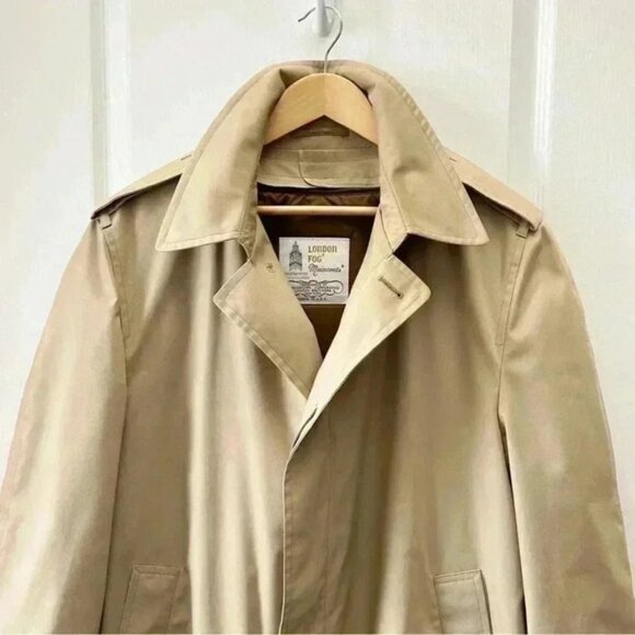Vintage London Fog Maincoats Trench Coat Insulated Rain Topper Tan Beige 42Short - Picture 5 of 16
